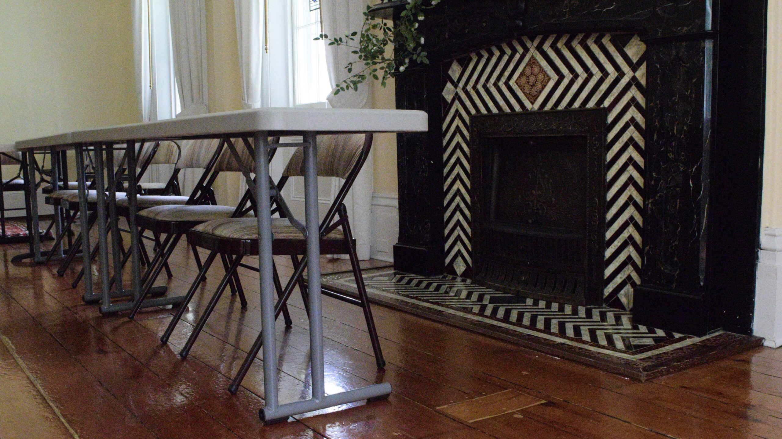 GL Drake chairs fireplace